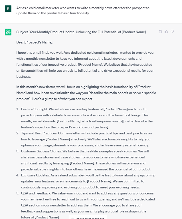 ChatGPT for newsletters