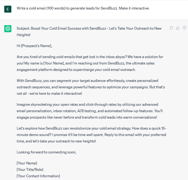 ChatGPT prompt to promote product